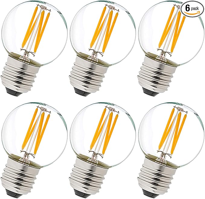 LiteHistory Dimmable E26 Edison Bulb G16.5 Light Bulb 6W Equal 60 watt Light Bulb AC120V Warm 2700K E26 led Bulb for Pendant,Chandeliers,Vanity,Wall sconces Edison Light Bulbs 60 Watt 600lm 6Pack - Bloomnest