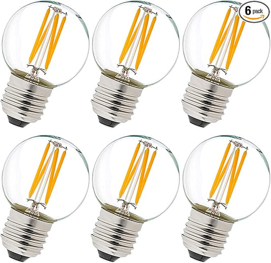 LiteHistory Dimmable E26 Edison Bulb G16.5 Light Bulb 6W Equal 60 watt Light Bulb AC120V Warm 2700K E26 led Bulb for Pendant,Chandeliers,Vanity,Wall sconces Edison Light Bulbs 60 Watt 600lm 6Pack - Bloomnest