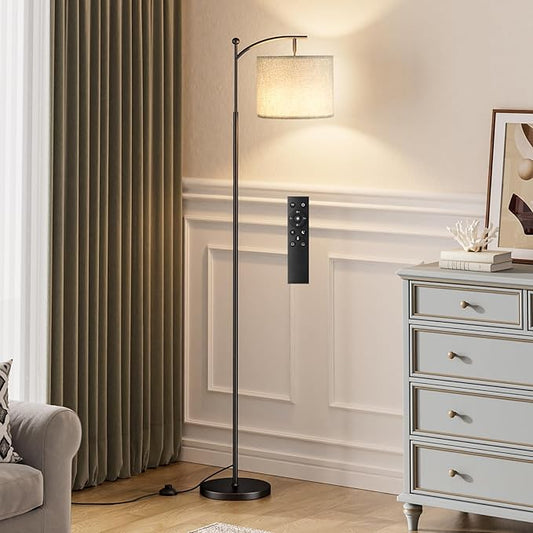 60" Floor Lamps with Remote Control & Bulb, Colors Temperature & Brightness Adjustable, Gray Shade & Black Pole - Bloomnest