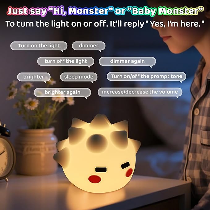 Cute Monster Lamp, 8 Color Changing and 20min Timer Nursery Nightlights, Soft Silicone Touch Lamps for Kids Room, Boys and Girls for Kids Sleep - Bloomnest