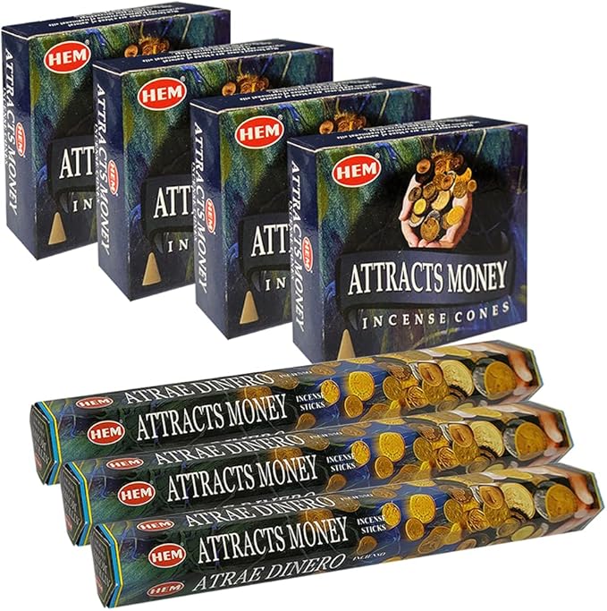 Attracts Money Incense Sticks and Cone Incense Holder Variety Pack Bundle insence insense insienso TRUMIRI
