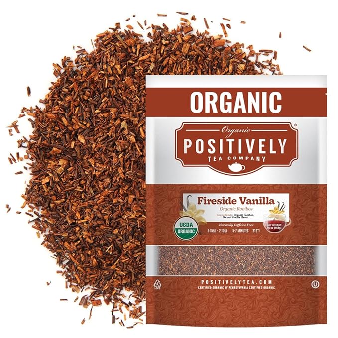 Organic Positively Tea Company, Fireside Vanilla Rooibos Tea, Loose Leaf, 16 Ounce - Bloomnest