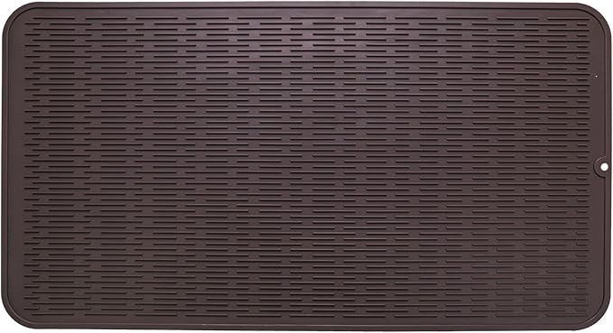 Silicone Dish Drying Mat for Multiple Usage,Easy clean,Eco-friendly,Heat-resistant Silicone Mat for Kitchen Counter or Sink,Refrigerator or Drawer Liner Coffee 4XL 32 inches x 18 inches - Bloomnest