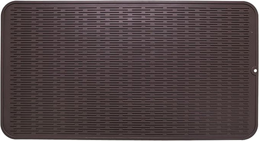 Silicone Dish Drying Mat for Multiple Usage,Easy clean,Eco-friendly,Heat-resistant Silicone Mat for Kitchen Counter or Sink,Refrigerator or Drawer Liner Coffee 4XL 32 inches x 18 inches - Bloomnest