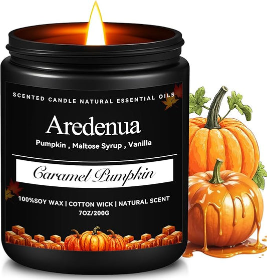 Caramel Pumpkin Candle – Holiday Soy Candles for Thanksgiving | Warm Caramel Scented Candle | Cozy Winter Candle Gift for Home, Holiday Aromatherapy Christmas Gifts for Women Men - Bloomnest