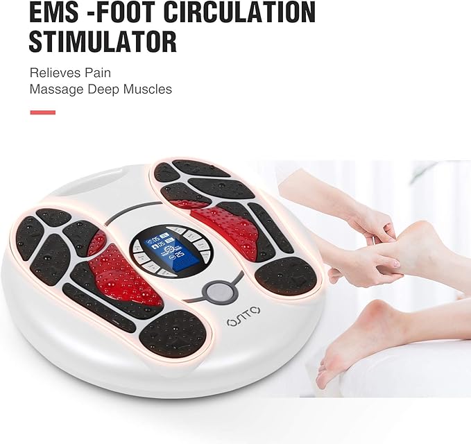 OSITO EMS Foot Massager for Neuropathy, FSA HSA Approved Products, Foot Circulation Stimulator, FSA Massager for Circulation and Pain Relief, 25 Modes 99 Intensities, Ideal for Women/Men - Bloomnest