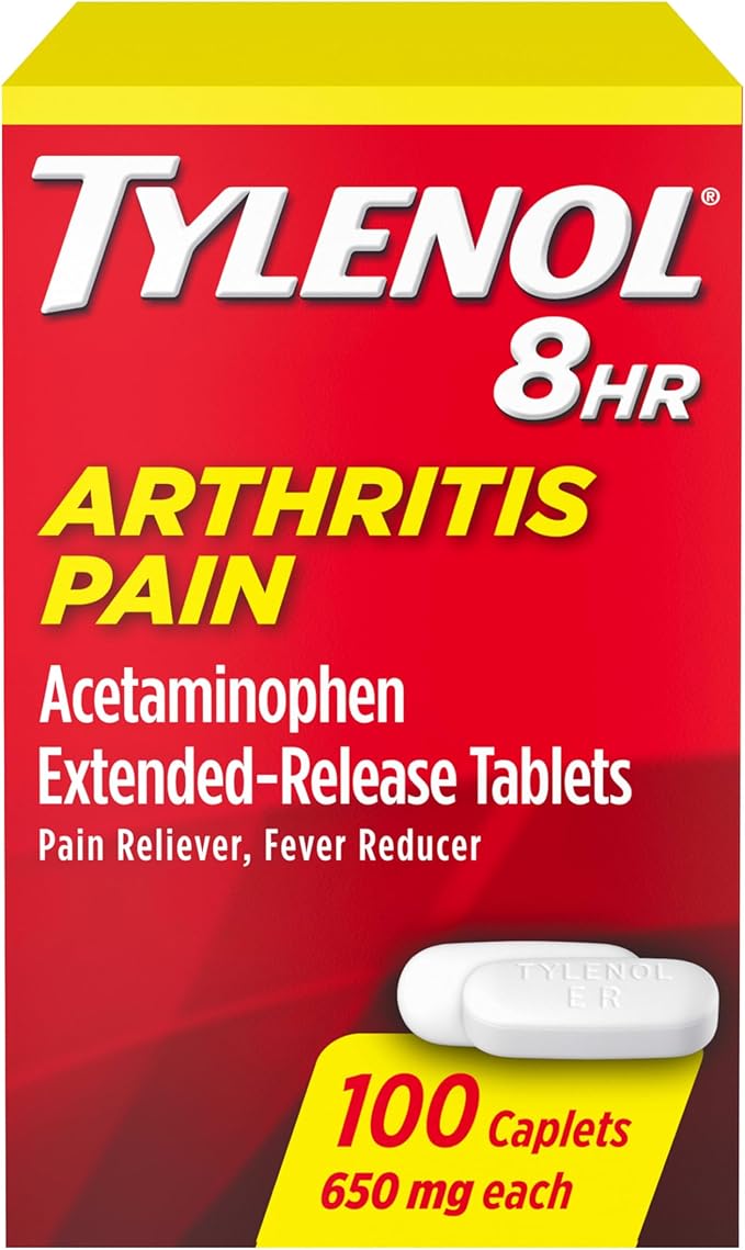 Tylenol 8HR Arthritis Pain Relief Caplets, 650 mg Acetaminophen for Minor Arthritis & Joint Pain, Fever Reducer, Extended Release, Gentle on Stomach, 100 ct - Bloomnest