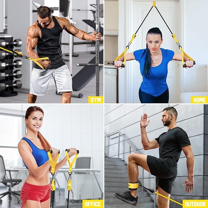 WALITO Resistance Bands Set - Exercise Bands with Handles, Door Anchor, Legs Ankle Straps, for Heavy Resistance Training, Physical Therapy, Muscle Training, Yoga, Home Workouts, Gym - Bloomnest