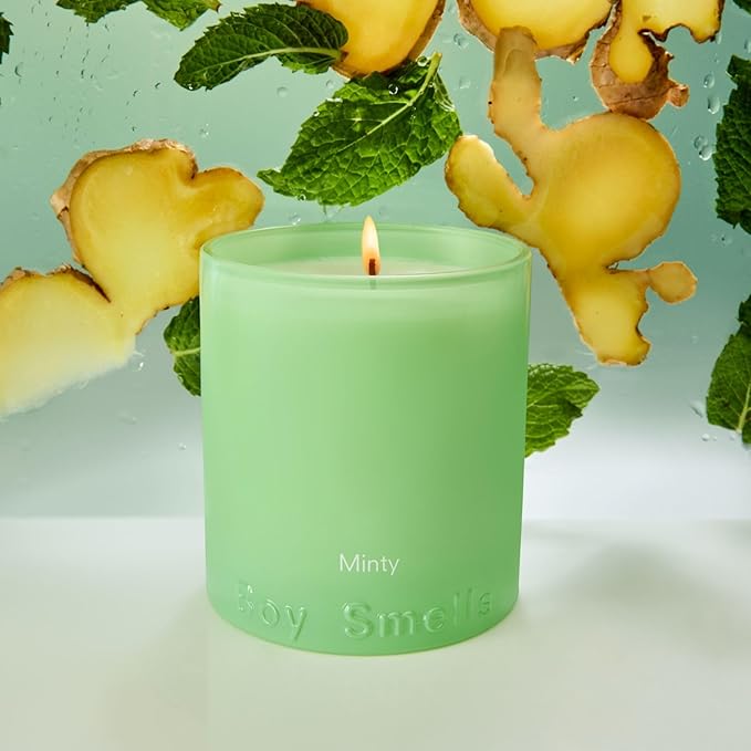 Boy Smells Mint Candle - 8.5 oz Fancy Candle with Ginger, Wild Mint, and Cedarwood- Up to 50-Hour Burn - Cotton Wick - Bloomnest