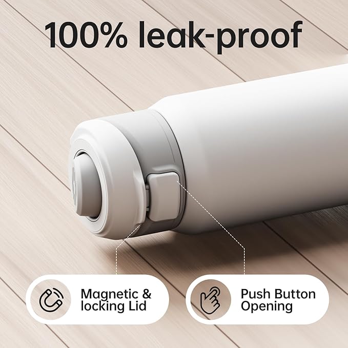 64oz Insulated Magnetic Water Bottle - Stainless Steel Vacuum Flask with MagSafe Compatible Phone Holder Keeps Drinks Cold for 24 Hours Water Jug for Gym and Outdoor Activities（White) Magcheer