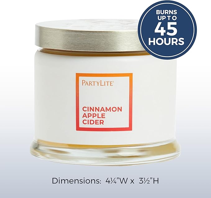 PartyLite 3-Wick Jar Candle, Highly Fragranced Clean Burning Glass Candle, 25-45 Hours Burn Time (Cinnamon Apple Cider) - Bloomnest