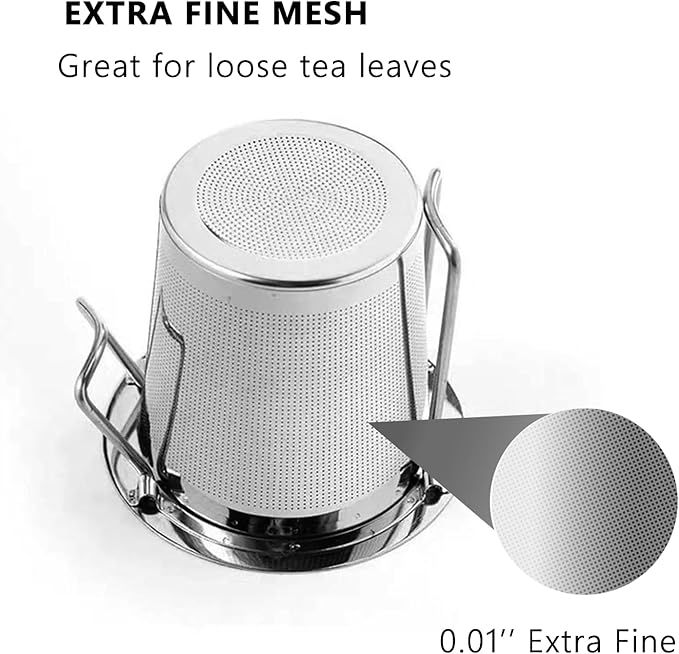 2pack Tea Filter, Tea Strainer, Stainless Steel Tea Infuser With Long Foldable Handle, For Loose Leaf Tea And Coffee, Greate For Hanging On Teapots, Mugs, Cups - Bloomnest