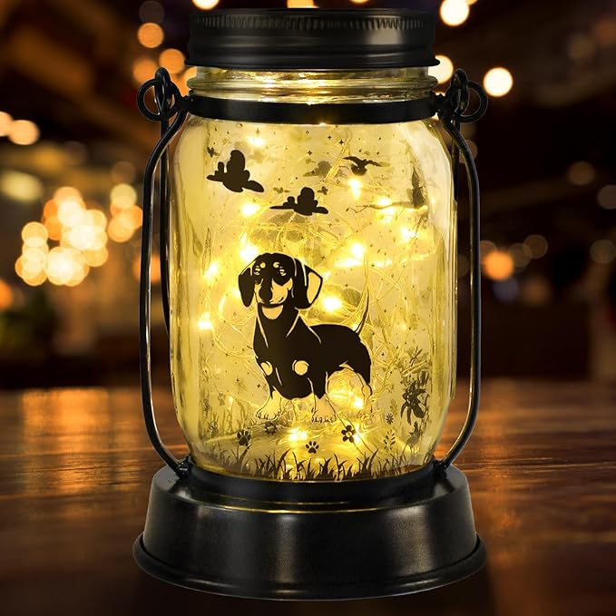 Dachshund Solar Lanterns Weiner Dog Gifts for Women/Men, Weiner Dog Mom Gifts, Unique Birthday Gifts for Dachshund Lover, Garden Decoration for Yard, Patio,Backyard,Porch Pet Memorial Solar Lights - Bloomnest