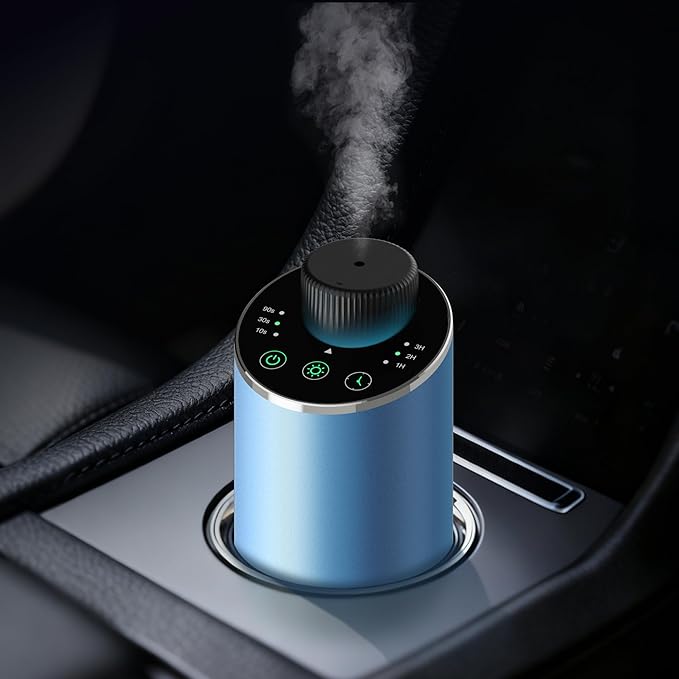 Waterless Essential Oil Diffuser Scent Aromatherapy Diffusers for Home Large Room, Car, Office, Portable Battery Operated Cordless Air Freshener, 4 Timers & 3 Mist Levels, 100ml Capacity (Blue) - Bloomnest