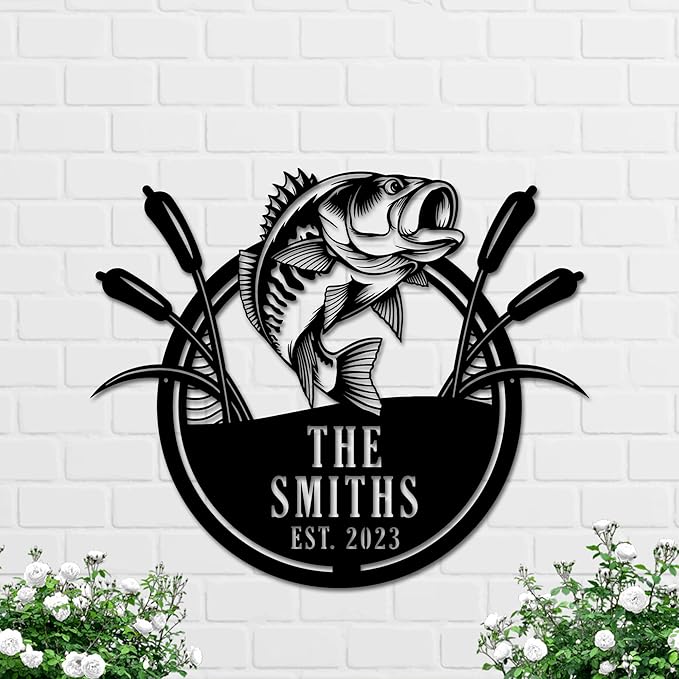 Bass Fishing Custom Metal Sign | Fishing Lovers Wall Art Metal Signs Customized | Fisherman Personalized Home Decor Sign | Custom Signs Outdoor Metal | Indoor Custom Wall Art | Personalized Wall Art - Bloomnest