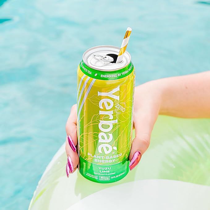 Yerbaé Energy Beverage Yuzu Lime - Lemon Lime Flavor. Energized by Yerba Mate. Naturally Caffeinated Plant-Based, Healthy Alternative to Coffee/Sugary Sodas Pack of 12, 16oz cans - Bloomnest