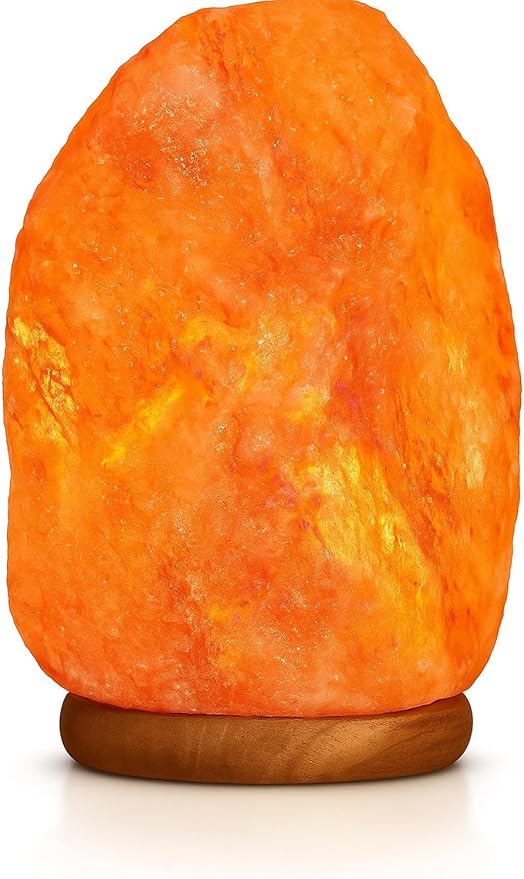 Needs&Gifts Himalayan Salt Lamp with Dimmer Cord and 2 Bulbs, Natural Crystal Rock Lamp for Relaxing Warm Light, Handcrafted from Himalayan Pink Salt