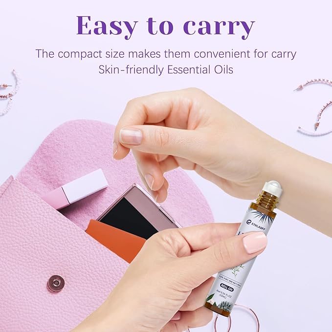 Lavender Essential Oil Roll On, Lavender Touch Essential Oil - 10 mL Roll On for Sleep and Relaxation - Bloomnest