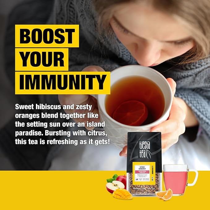 Tiesta Tea - Citrus Sunburst, Loose Leaf, Tropical Citrus Herbal Tea, Premium Blend, Non-Caffeinated Fruit Blend, Make Hot or Iced & Brews Up to 200 Cups, 16 Ounce Resealable Bulk Pouch - Bloomnest
