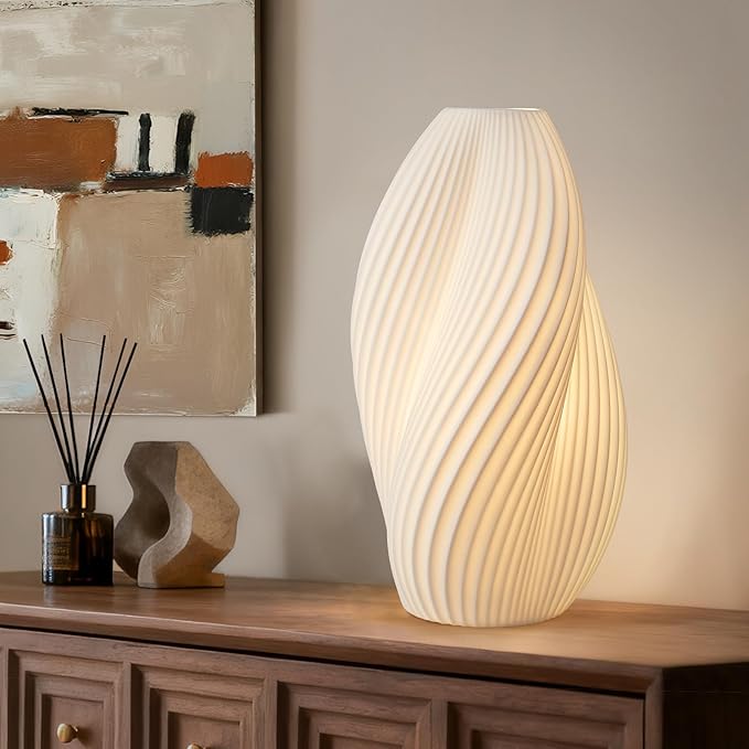 RONDURE 11.9" Modern Ceramic Table Lamp, Fully Dimmable Modern Bedside Lamps for Bedroom, Living Room and Nightstand, White Translucent Ceramic Shade, Warm Ambient Lighting, Corded, Bulb Included - Bloomnest
