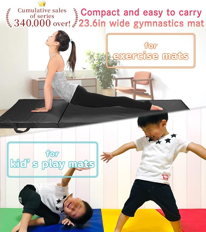 Gymnastics Mat Folding Stretch Mats 71"x24"x2" Exercise Muscle Training Children Play Horizontal Bar Mat Yoga Sports Soundproof Home Use - Bloomnest