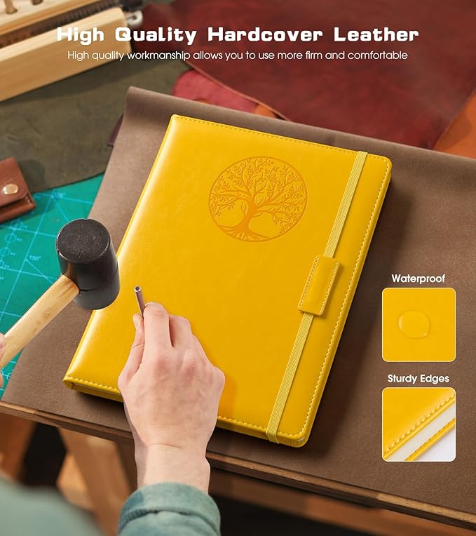 Lined Journal Notebook for Women Men,256 Pages A4 Large Hardcover Leather Journals for Writing,Travel,Business,Work,School,College Ruled Notebooks for Note Taking, Diary Notepad 8.6"×11" - Bloomnest