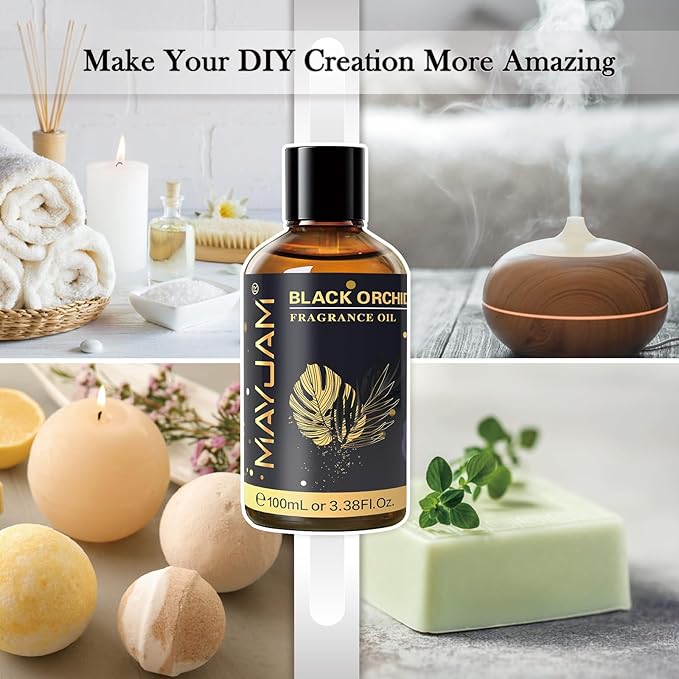 MAYJAM 100ML/3.38FL.OZ Black Orchid Fragrance Oils with Glass Dropper, Essential Oils for Diffusers for Home, Long Lasting Scented Oils for Diffusers Soap Candle Making - Bloomnest