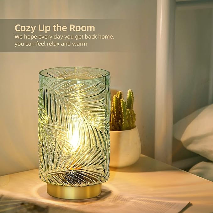 Battery Operated Table Lamp, Cordless Lamps for Home Decor, Battery Powered Nightlight with LED Bulb with Timer, Decorative Lights for Living Room Bedroom Tabletop Entryway Centerpiece Gift(L LGreen) - Bloomnest