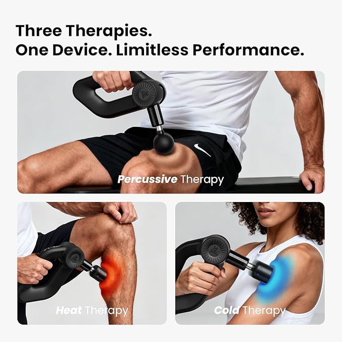 BOB AND BRAD D6 Pro Max+ Massage Gun with Heat and Cold, Powerful Deep Tissue Percussion Massager with 16mm Amplitude, Professional Muscle Massager Gun for Athletes, Quiet Electric Handheld Massager - Bloomnest