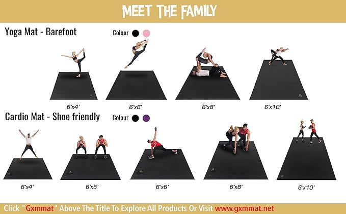 GXMMAT Large Yoga Mat 6'x4'/6'x6'/7'x5'(7mm/9mm), Extra Thick Workout Mats for Home Gym Flooring,Ultra Comfortable Non-Slip Quick Resilient Barefoot Wide Exercise Mat for Pilates,Stretching,Meditation - Bloomnest