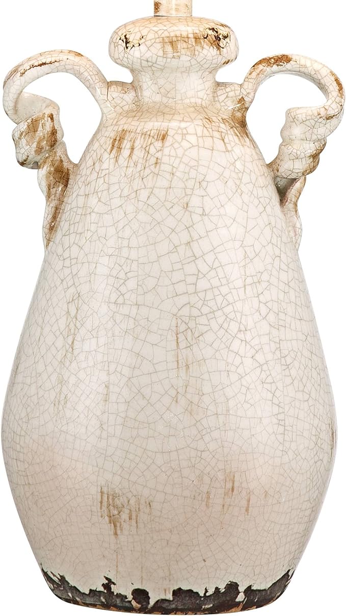Regency Hill Isabella Country Cottage Jar Accent Table Lamp Rustic 27" Tall Ivory Ceramic Milk Crackle Beige Bell Shade Decor for Living Room Bedroom House Bedside Reading (Colors May Vary) - Bloomnest