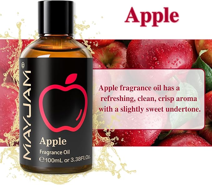MAYJAM 100ML/3.38FL.OZ Apple Fragrance Oils with Glass Dropper, Essential Oils for Diffusers for Home, Long Lasting Scented Oils for Diffusers Soap Candle Making - Bloomnest