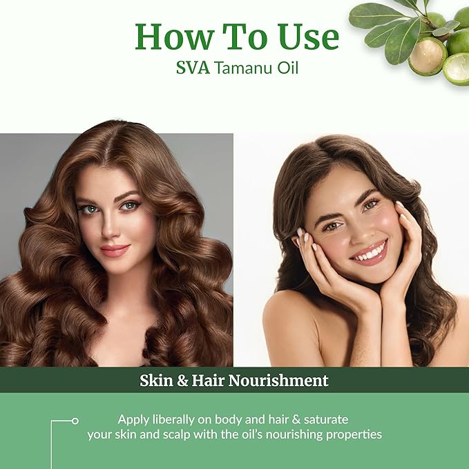 SVA Tamanu Oil - 4 Fl Oz – 100% Natural Cold Pressed Tamanu Oil - for Face, Skin Care, Hair Care, Scalp Massage & Body Massage – Carrier Oil with Dropper - Bloomnest