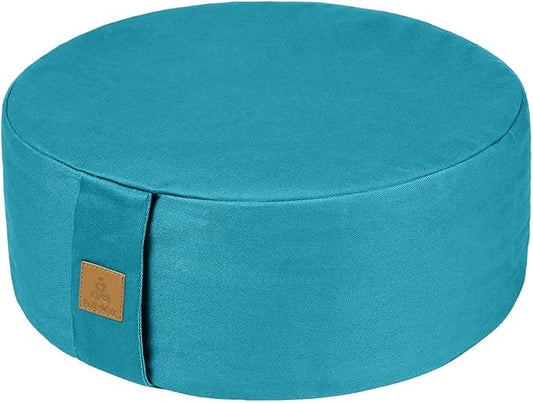 Zafu Buckwheat Meditation Cushion,D=13"/16" H=5.5",Round Zabuton Meditation Pillow,Yoga Bolster Kneeling Pillow Premium Yoga Pillow for Sitting on Floor Zippered Cotton Cover - Bloomnest