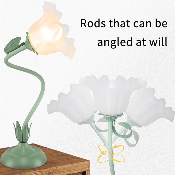 Cute Flower Desk Lamp, 3 Color Temperature Table Lamp with LED Bulb, Vintage Bedside Lamps, Reading Lamps with Soft Light for Bedroom, Living Room - Bloomnest
