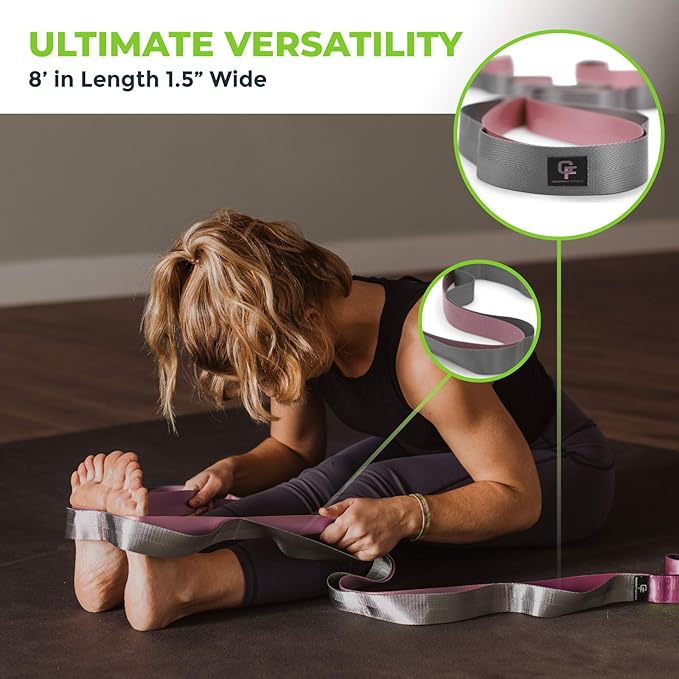 Gradient Fitness Stretching Strap for Physical Therapy, 12 Multi-Loop Stretch Strap 1.5" W x 8' L, Neoprene Handles, Physical Therapy Equipment, Yoga Straps for Stretching, Leg Stretcher. - Bloomnest