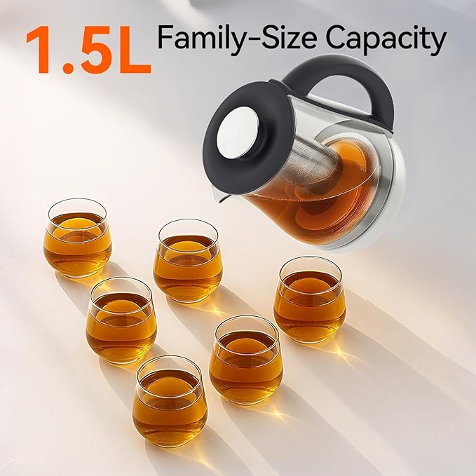 Electric Kettle With Infuser, 1.5L Electric Tea Kettle With Temperature Control, 1200W Fast heating for Pour Over Coffee, Brew Tea, Boil Hot Water, BPA-Free, Easy to Clean G888B - Bloomnest