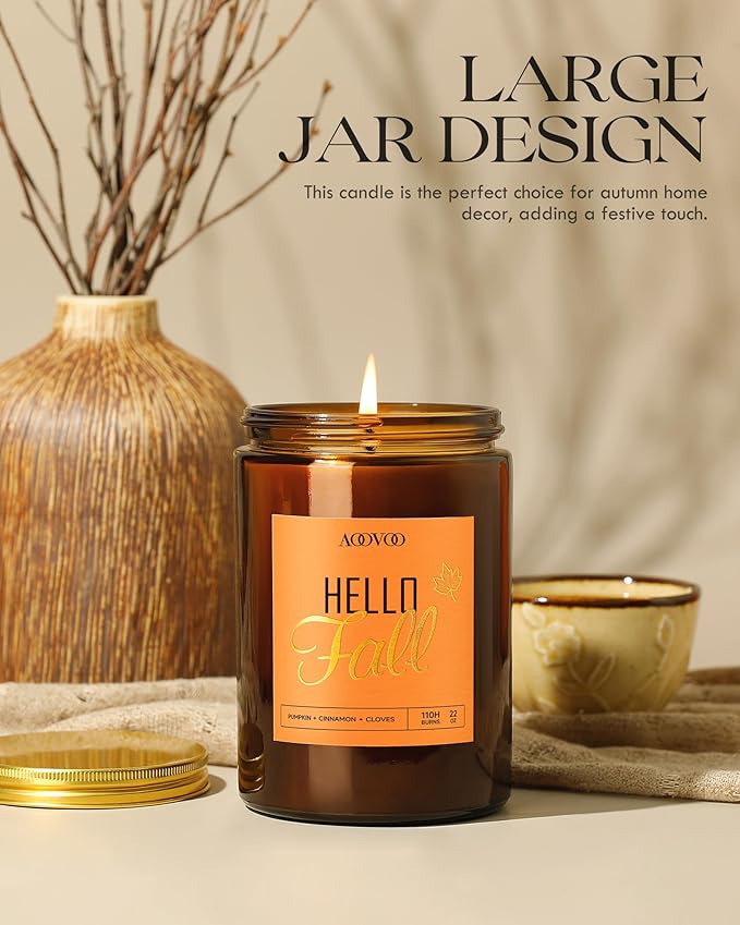 AOOVOO Hello Fall Candles - 22 oz Scented Candles, Aromatherapy Candle, Soy Candle for Home Scented - Bloomnest