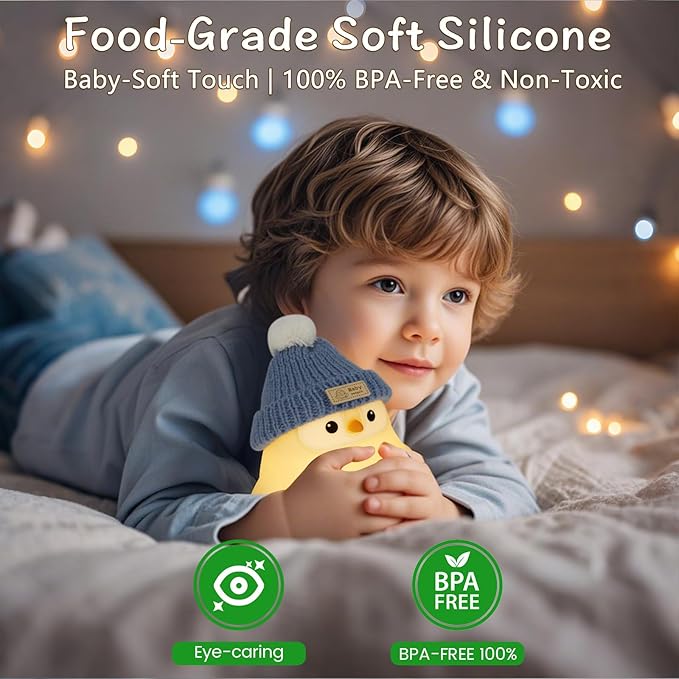 Penguin Lamp with Knit Hat,Kawaii Penguin Night Light,Food Grade Silicone,Dimmable Nursery Nightlight,LED Squishy Novelty Animal Lamp,Kids Room Decor,Funny Gifts for Kids Boys Girls Baby - Bloomnest