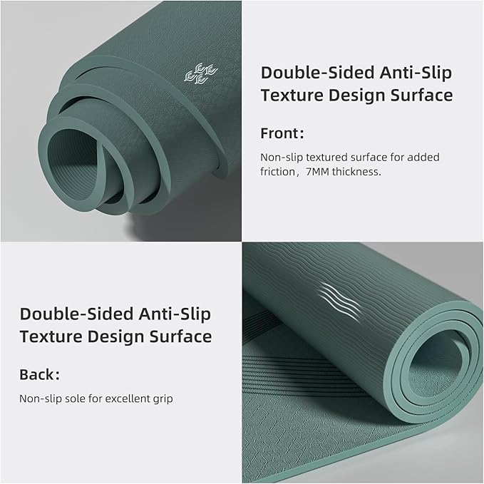 Yoga Mat High Density Exercise Mat, 76"x32"x0.27"Thick Wide & Large Yoga Mat for Women Men, Professional POE Workout Mat for Yoga, Pilates, Fitness & Stretching - Bloomnest