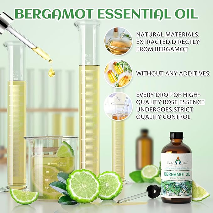 EVOKE OCCU Bergamot Essential Oil for Diffuser Skin Relaxation & DIY Wool Dryer Balls - 4 FL Oz - Bloomnest