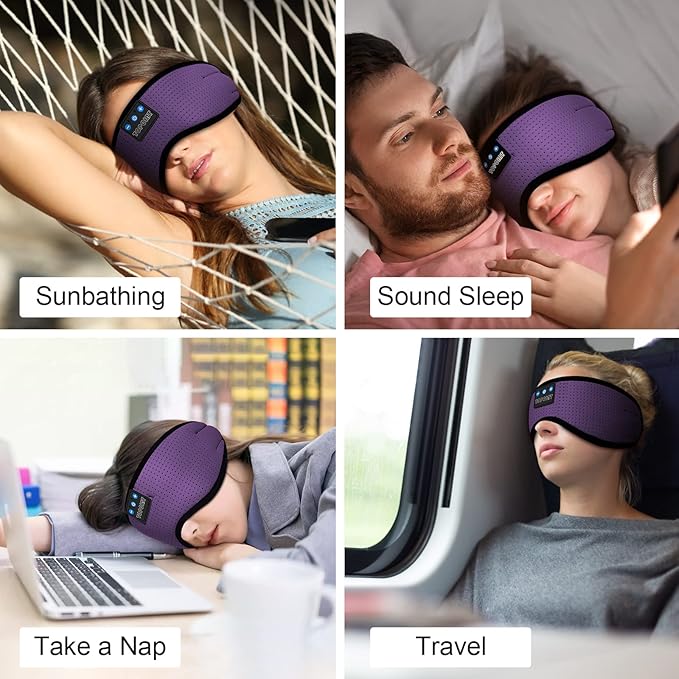 TOPOINT Sleep Mask with Bluetooth Headphones, Breathable Silk Eye Mask for Sleeping Men Women, Bluetooth Sleep Mask Blackout with Speakers, Microphone Handsfree, USB C for Travel Meditation Gifts - Bloomnest