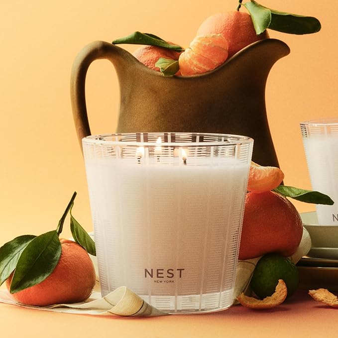 NEST New York Scented 3-Wick Candle, Sicilian Tangerine - 21.2 oz - Up to 100-Hour Burn Time - Reusable Glass Vessel - Bloomnest