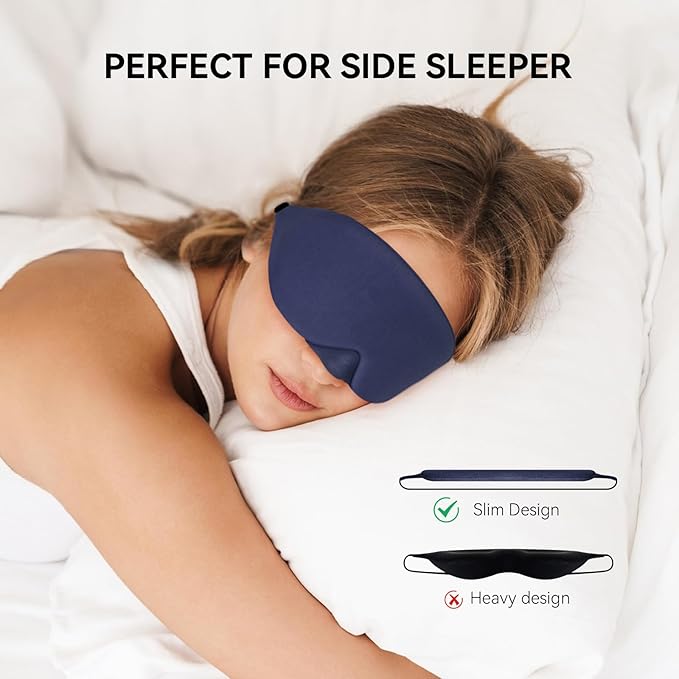 Mavogel Cotton Sleep Mask - 100% Handmade, Light Blocking Sleep Eye Mask with Updated Bending Nose Design, Soft Sleeping Mask for Women Men, for Sleep/Office/Naps, Includes Travel Pouch (Starry Blue) - Bloomnest