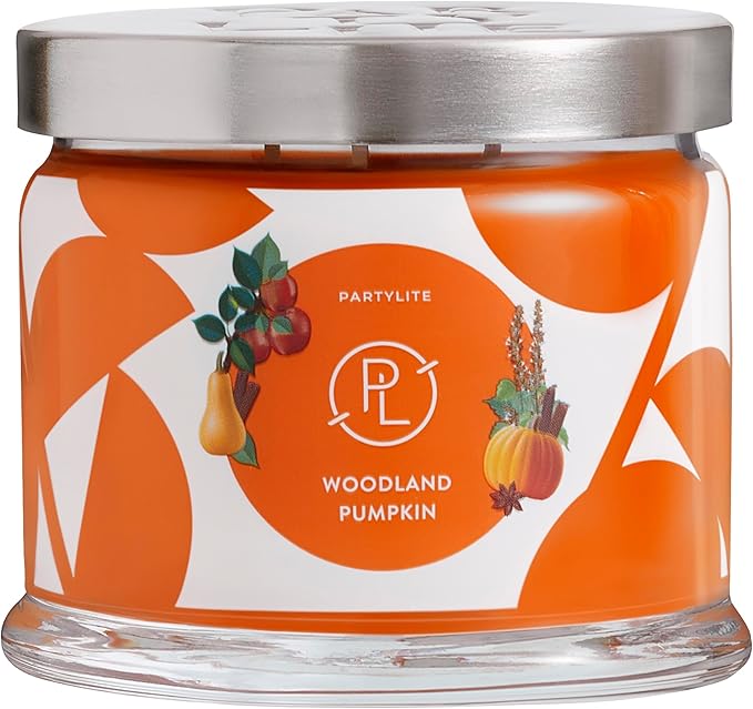 PartyLite Woodland Pumpkin 3-Wick Jar Candle – Autumn Spice & Cinnamon Scent, 25-45 Hours Burn Time, Clean-Burning, Harvest-Inspired Fragrance - Bloomnest