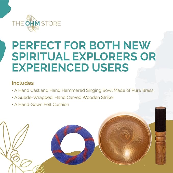 Ohm Store Tibetan Singing Bowl Set — Meditation Sound Bowl Handcrafted (5″)