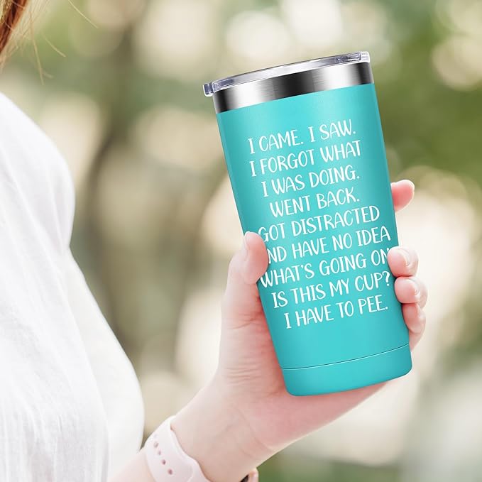 Fun Birthday Gifts for Women - I Came I Saw Coffee Mug Drinking Cups for Elderly Senior Citizen - 40, 50, 60, 70 Year Old Gag Gift for Female Her, 20oz Stainless Steel Insulated Tumbler - Bloomnest