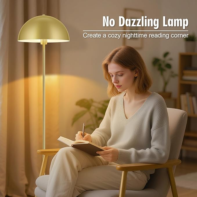 Industrial Floor Lamp, Brass Gold Floor Lamp for Living Room, 66Inch Tall Modern Standing Lamp, Stand Up Lamp with Metal Dome Shade, Mid Century Corner Reading Lamp for Bedroom Office Nursery, NO BULB - Bloomnest
