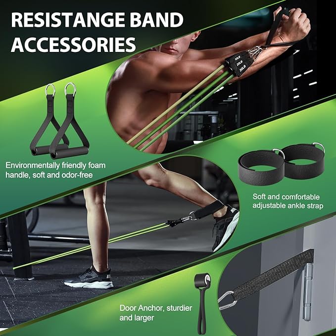 WHATAFIT Resistance Bands, Exercise Bands，Resistance Bands for Working Out with Handles for Men and Women Fitness, Strength Training Home Gym Equipment - Bloomnest