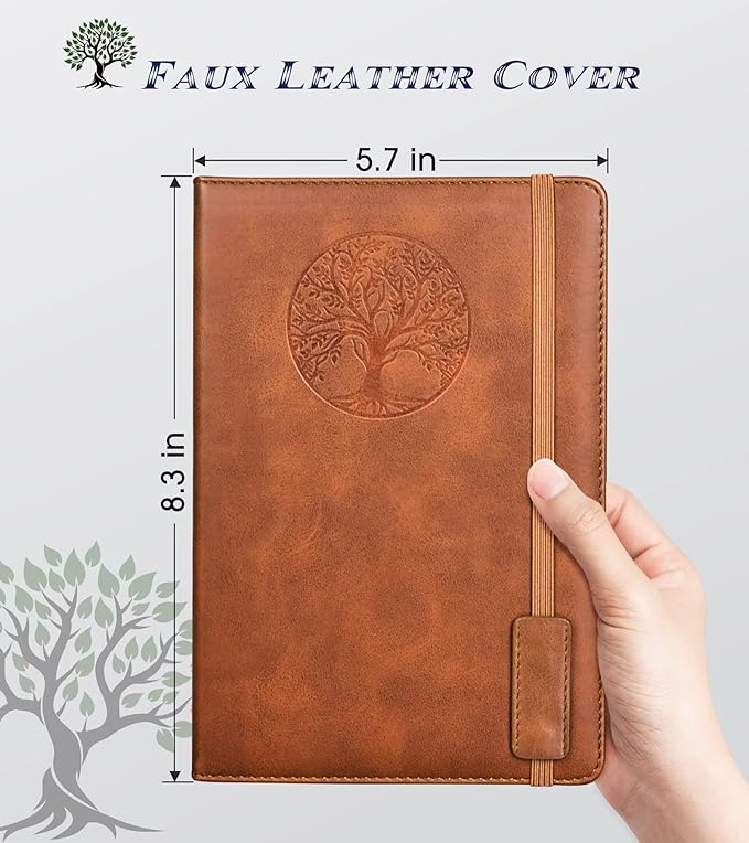 Lined Journal Notebook for Women Men,256 Pages A5 Hardcover Leather Journals for Writing,Travel,Business,Work & School,College Ruled Notebooks for Note Taking,Diary Notepad 5.7"×8.3"(Brown) - Bloomnest
